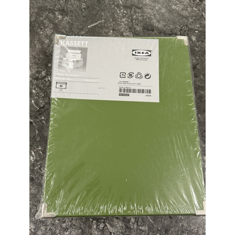 Ikea Kassett By Jon Karlsson 2pk Green Storage Boxes 13.75 X 11 X 7" NEW